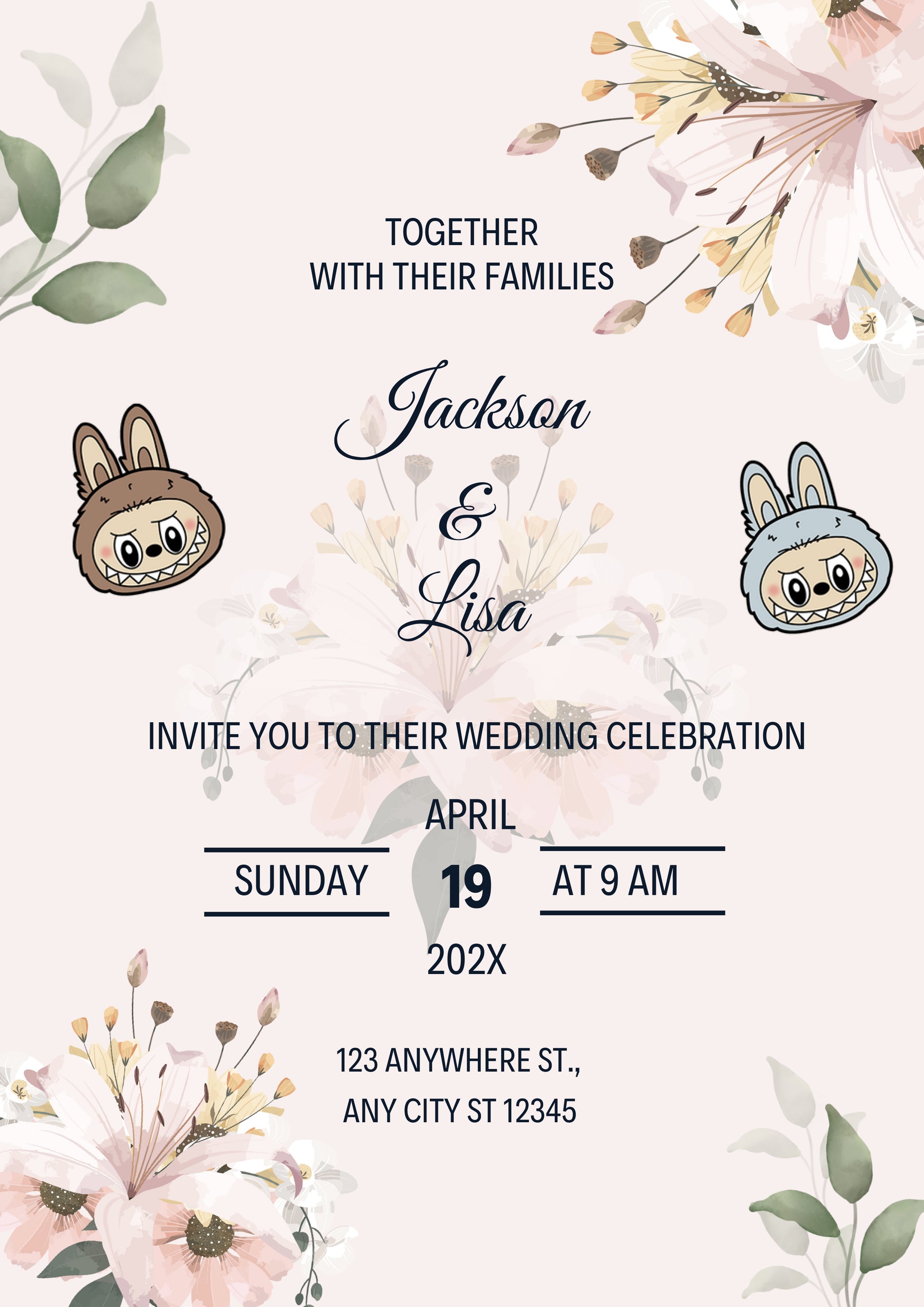 Labubu Custom Wedding Invitation - CreativeRino