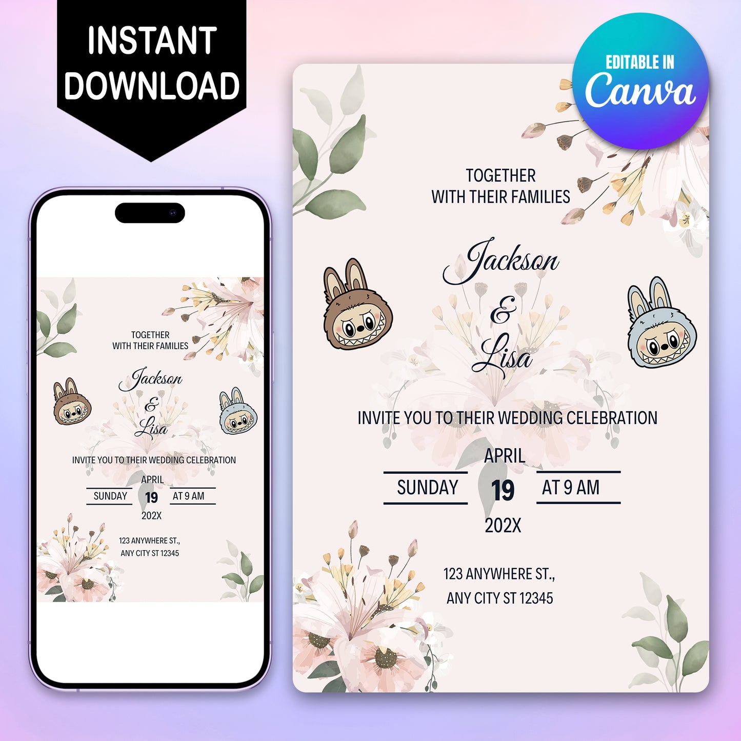 Labubu Custom Wedding Invitation - CreativeRino