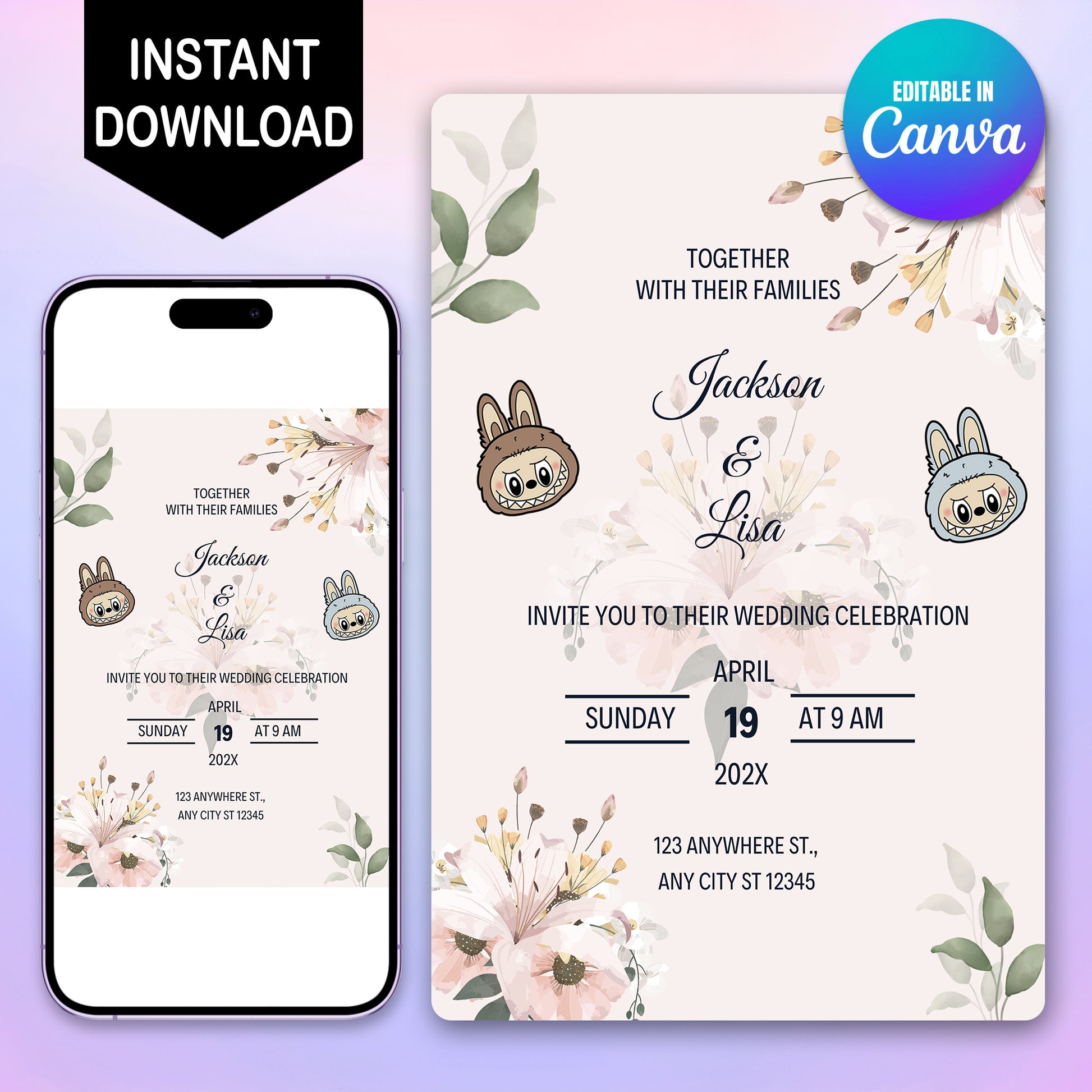 Labubu Custom Wedding Invitation - CreativeRino