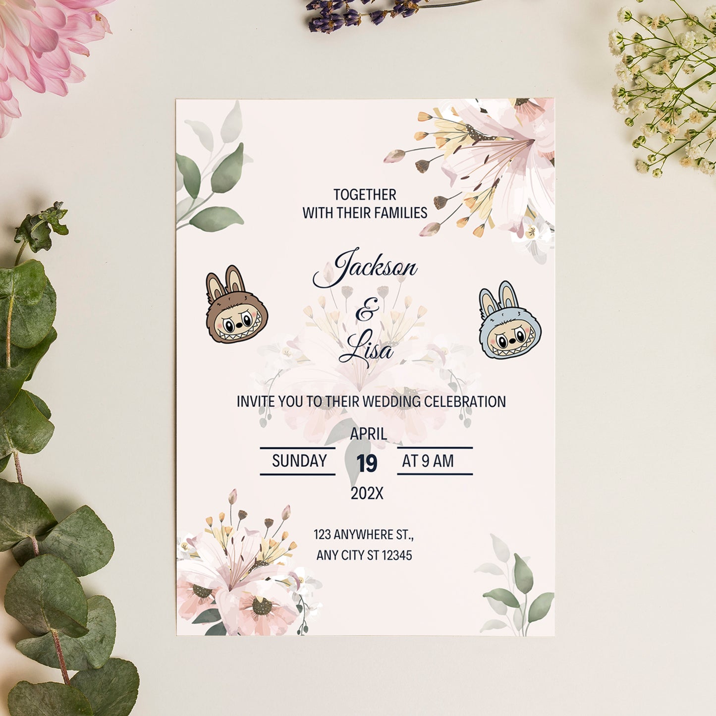 Labubu Custom Wedding Invitation - CreativeRino