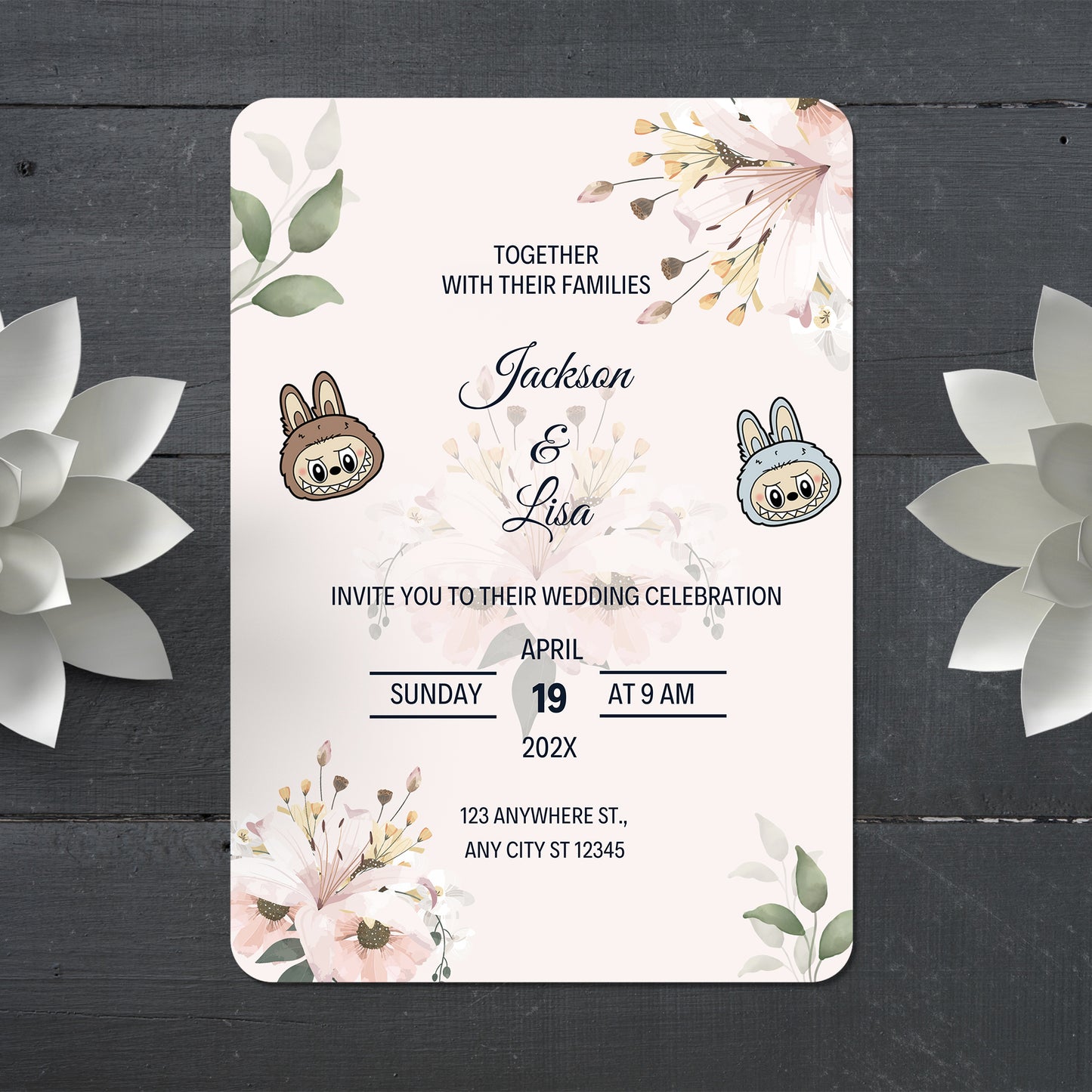 Labubu Custom Wedding Invitation - CreativeRino