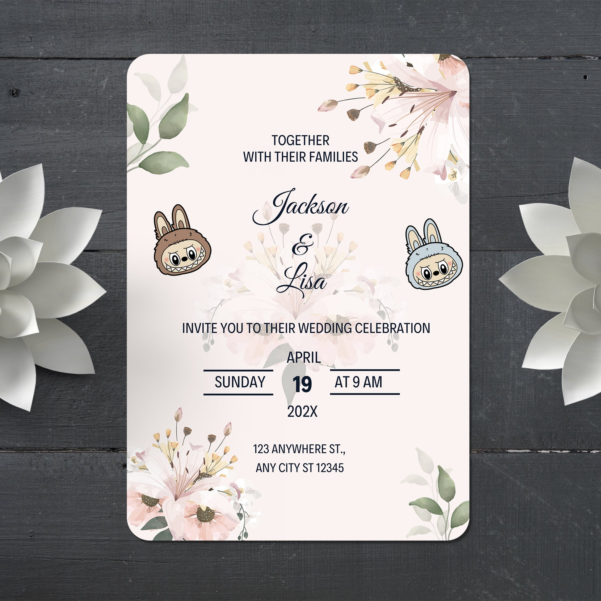 Labubu Custom Wedding Invitation - CreativeRino