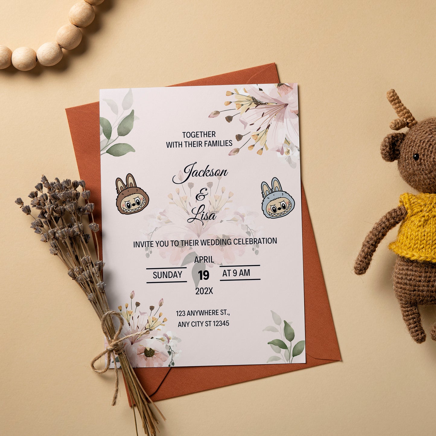 Labubu Custom Wedding Invitation - CreativeRino