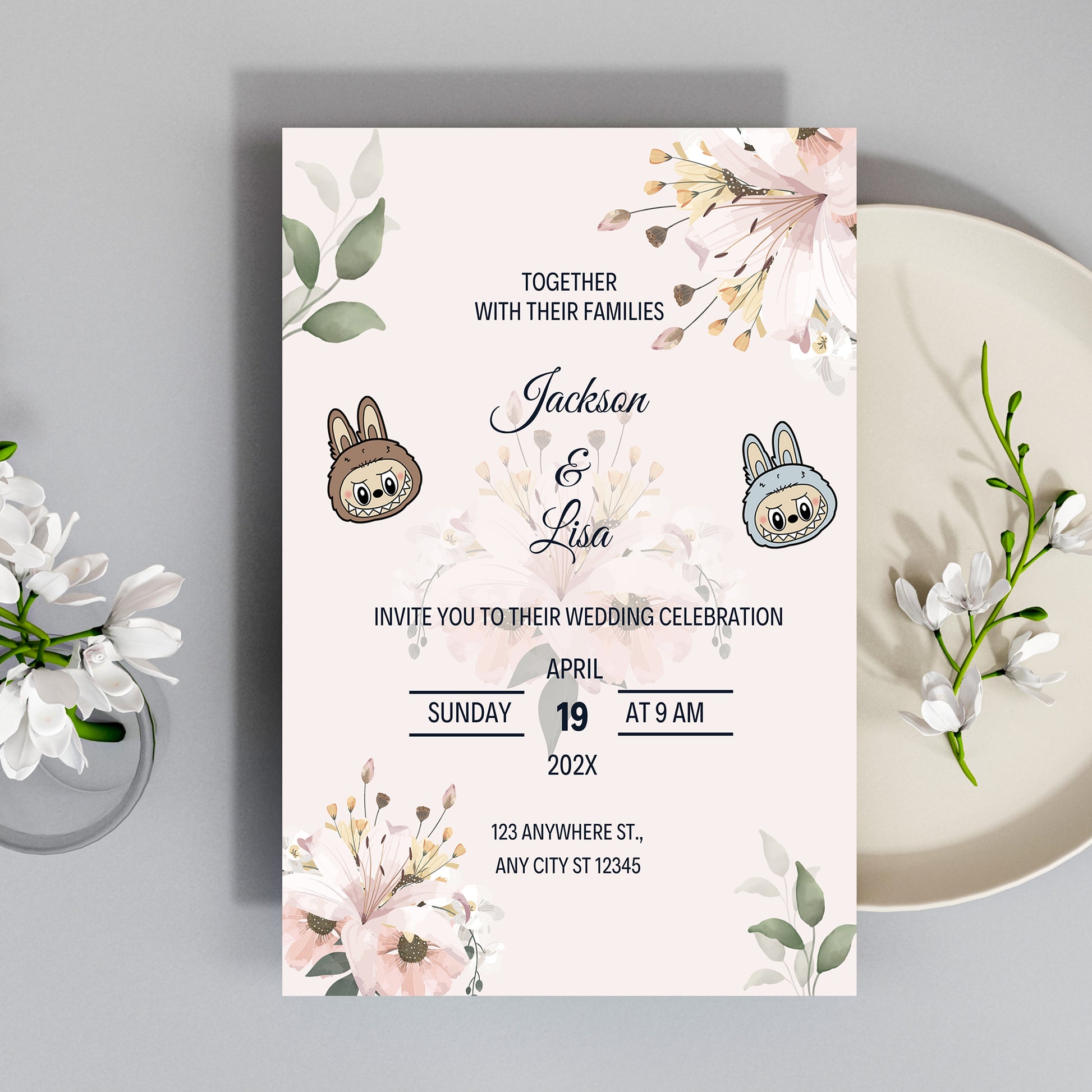 Labubu Custom Wedding Invitation - CreativeRino