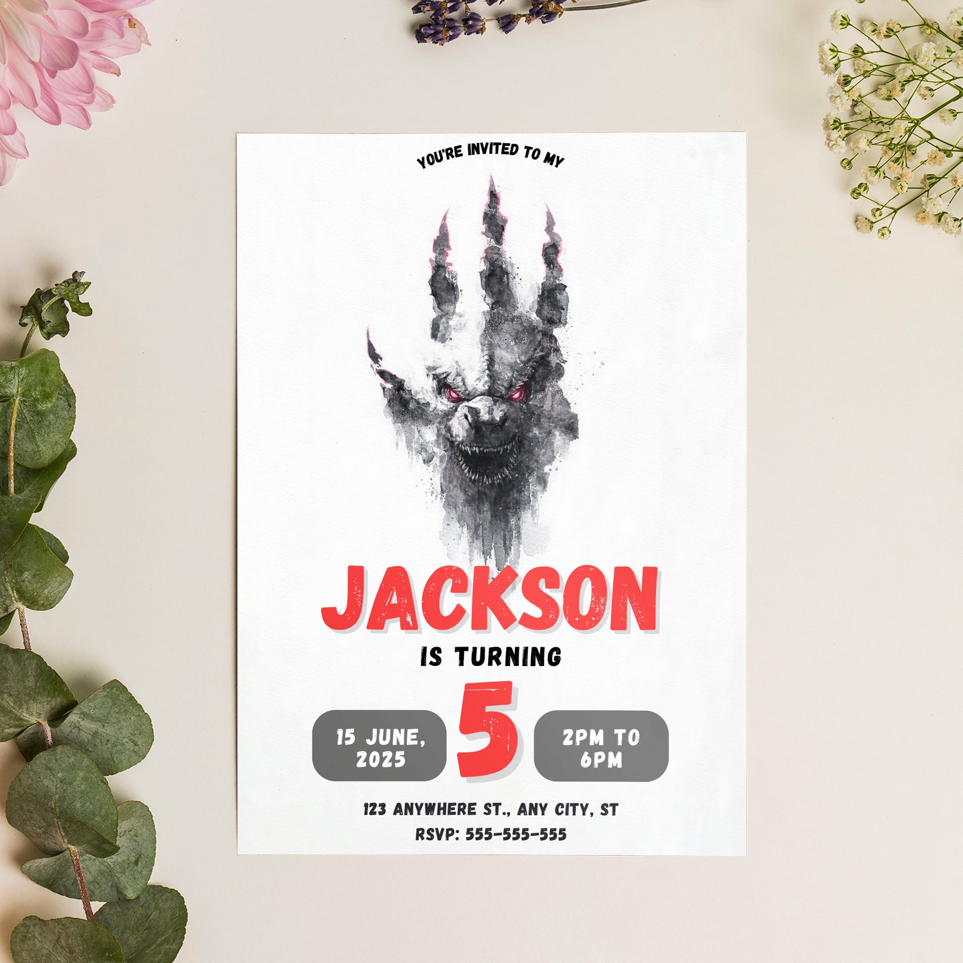 Godzilla Birthday Invitation Template - CreativeRino