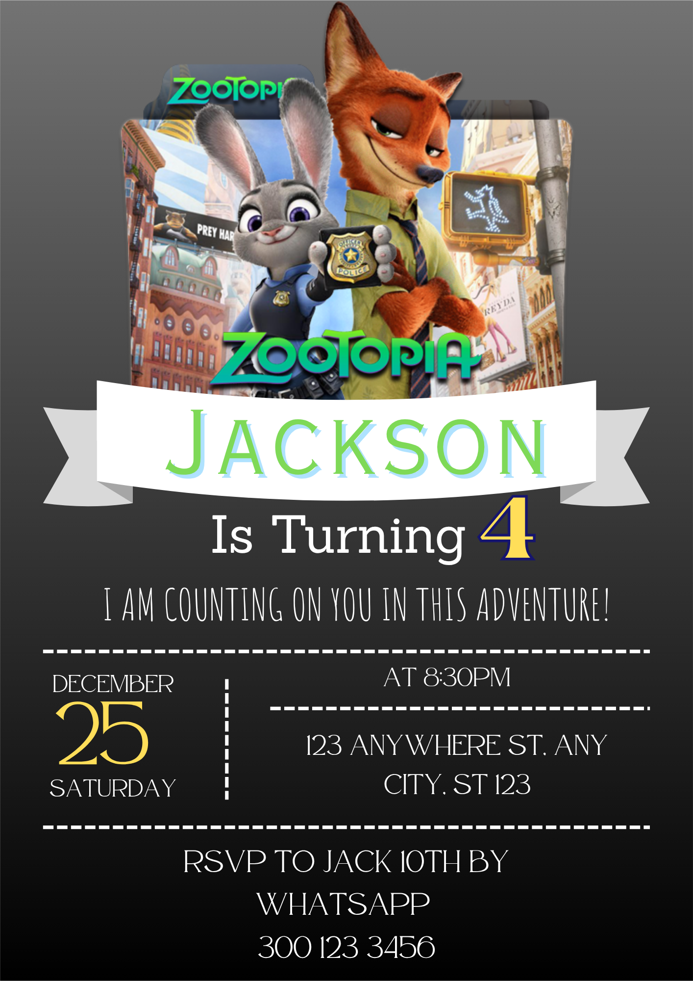 Zootopia Birthday Invitations Kids Love - CreativeRino