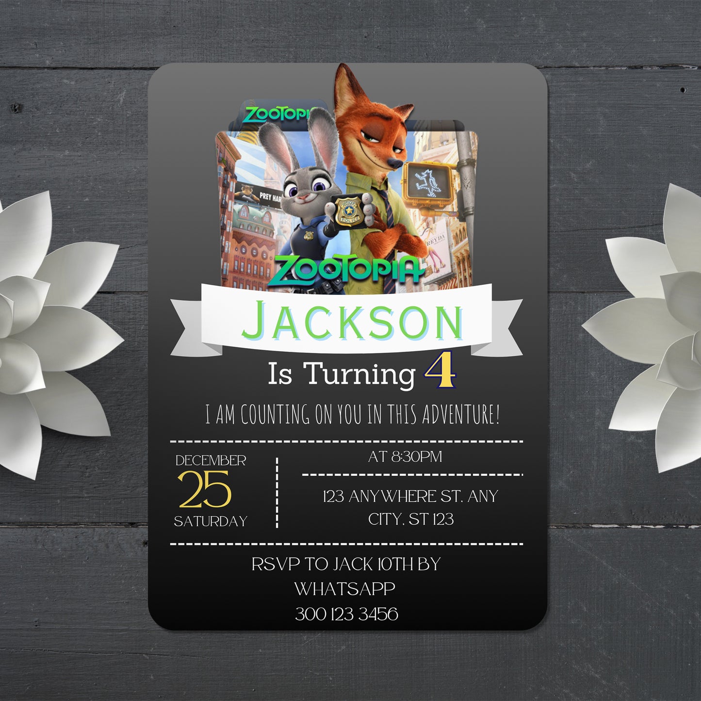 Zootopia Birthday Invitations Kids Love - CreativeRino
