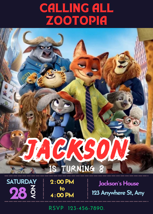 Zootopia Invitations for Wild Parties - CreativeRino