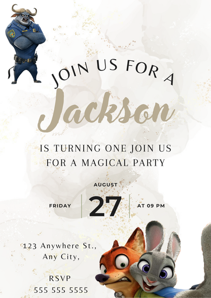Zootopia Birthday Party Invitations Here - CreativeRino