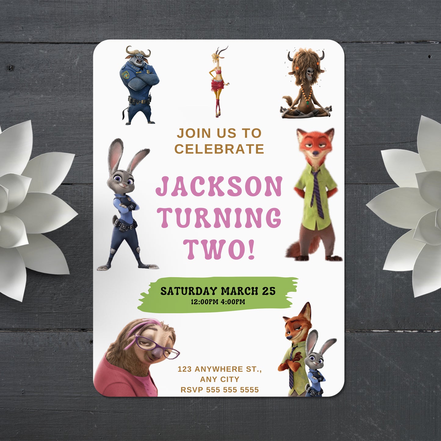 Editable Zootopia Birthday Invitation Template - CreativeRino