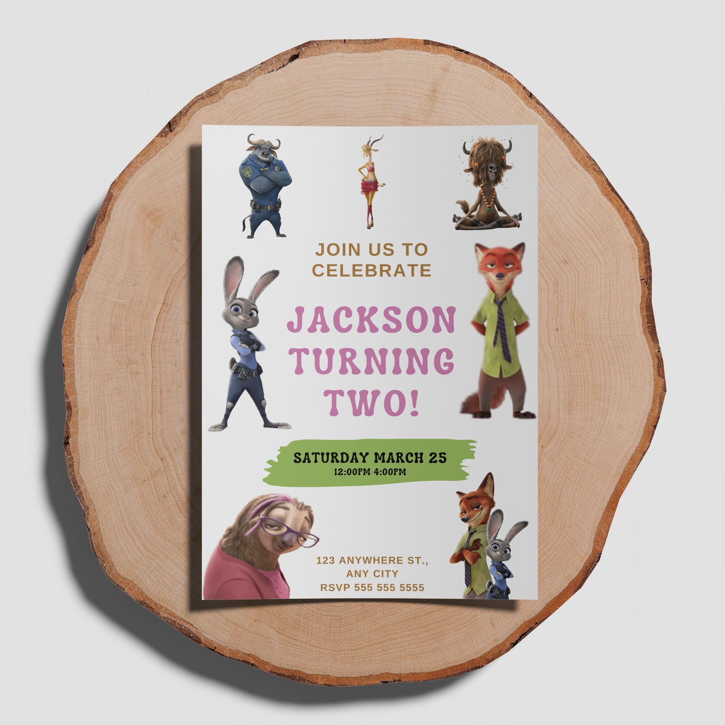 Editable Zootopia Birthday Invitation Template - CreativeRino