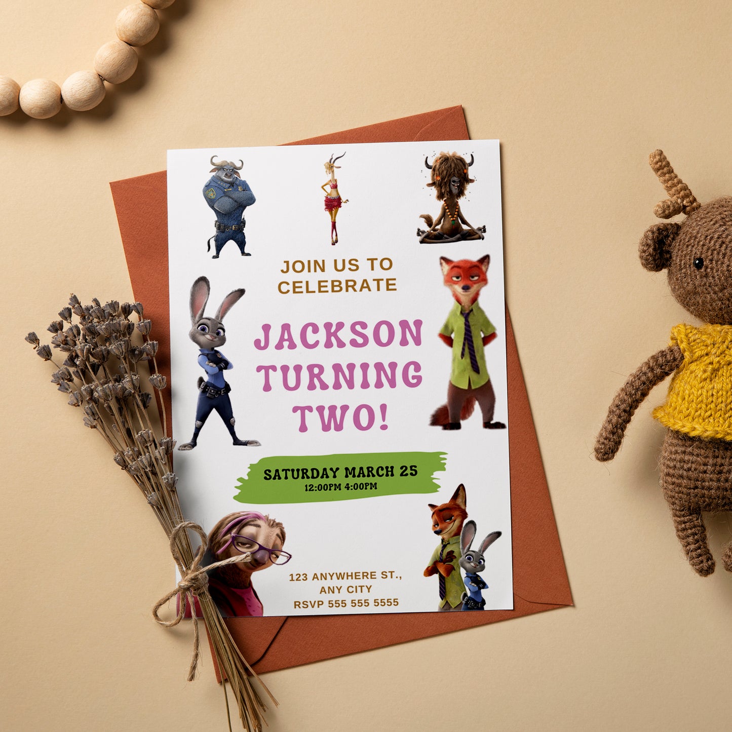 Editable Zootopia Birthday Invitation Template - CreativeRino