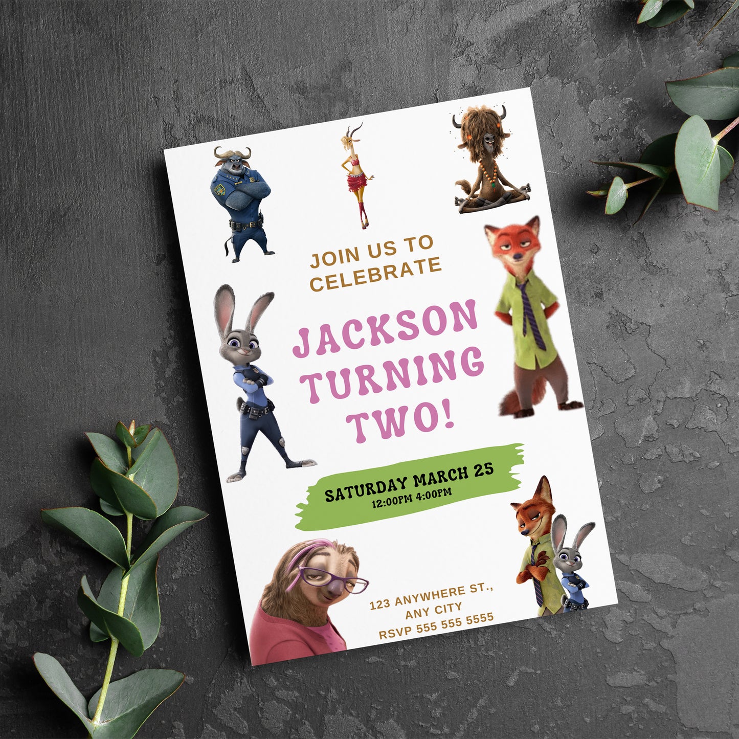 Editable Zootopia Birthday Invitation Template - CreativeRino