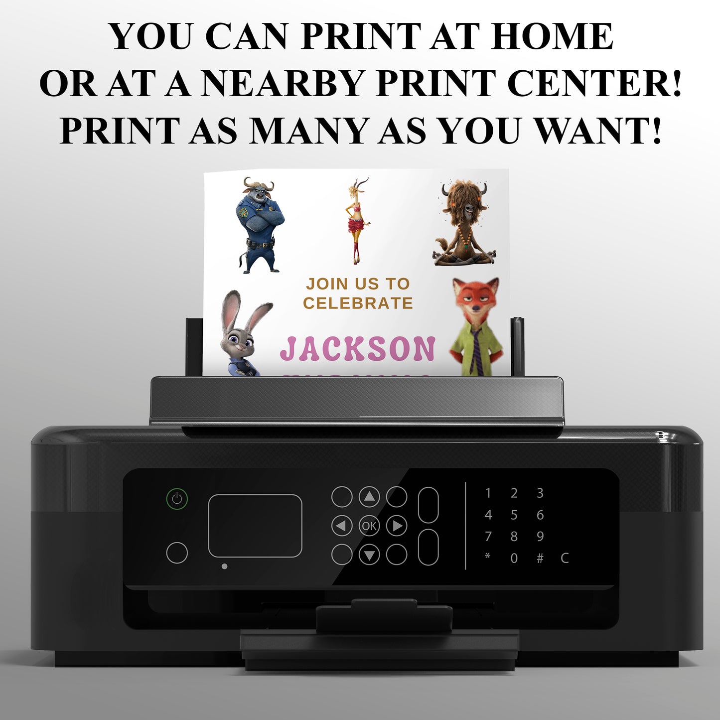 Editable Zootopia Birthday Invitation Template - CreativeRino