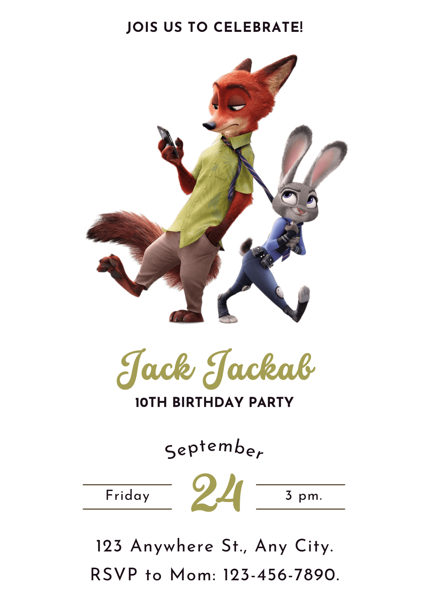 Printable Zootopia Invite - CreativeRino
