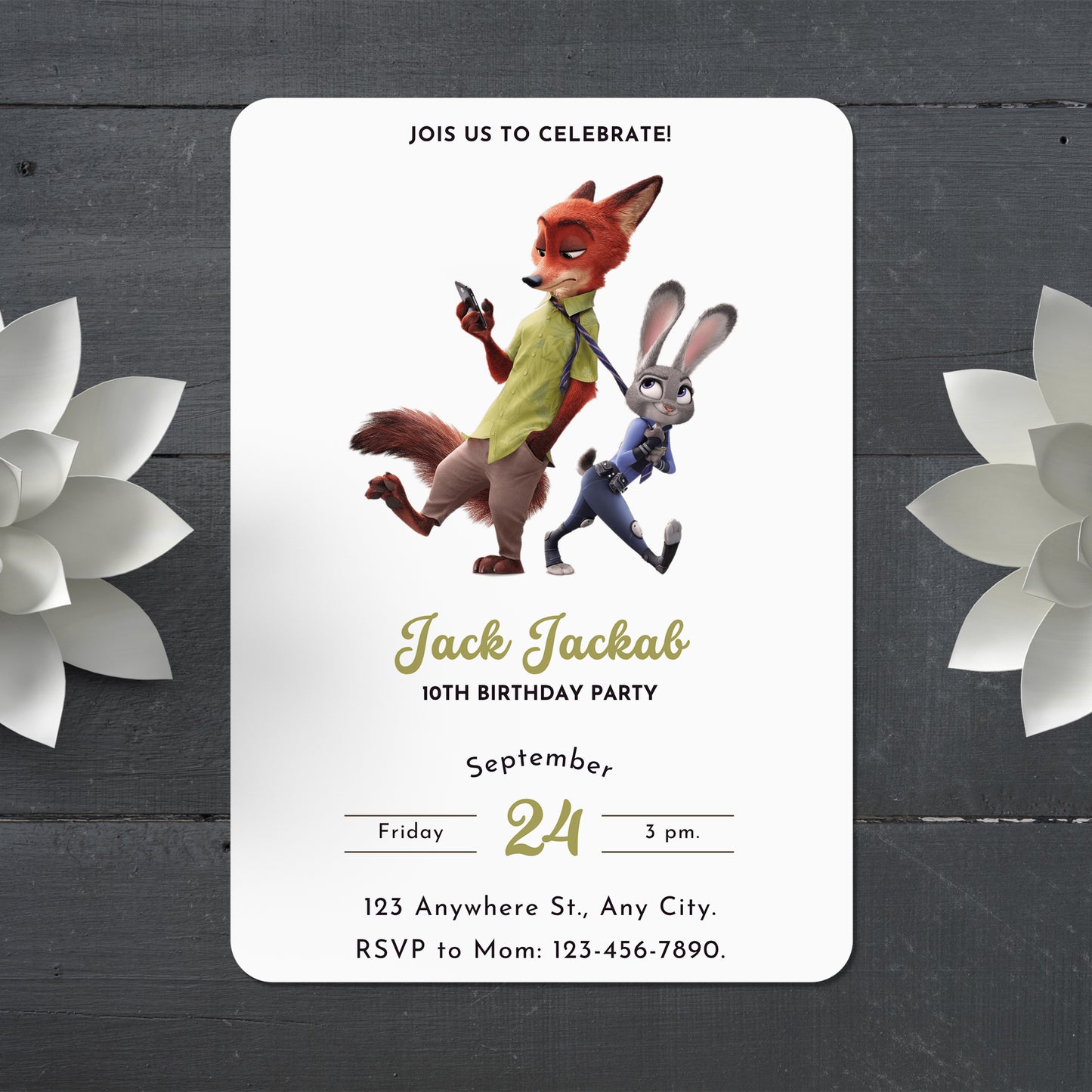 Printable Zootopia Invite - CreativeRino