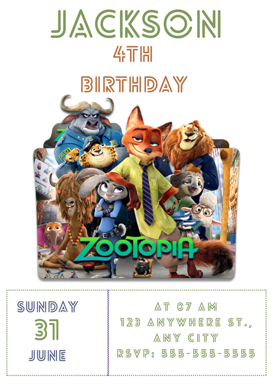 Zootopia Birthday Invite for Instant Fun - CreativeRino