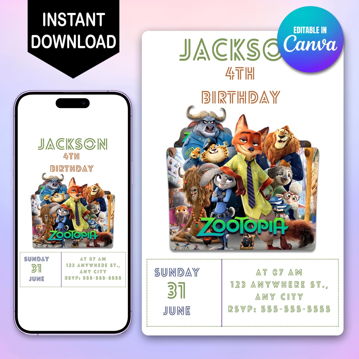 Zootopia Birthday Invite for Instant Fun - CreativeRino
