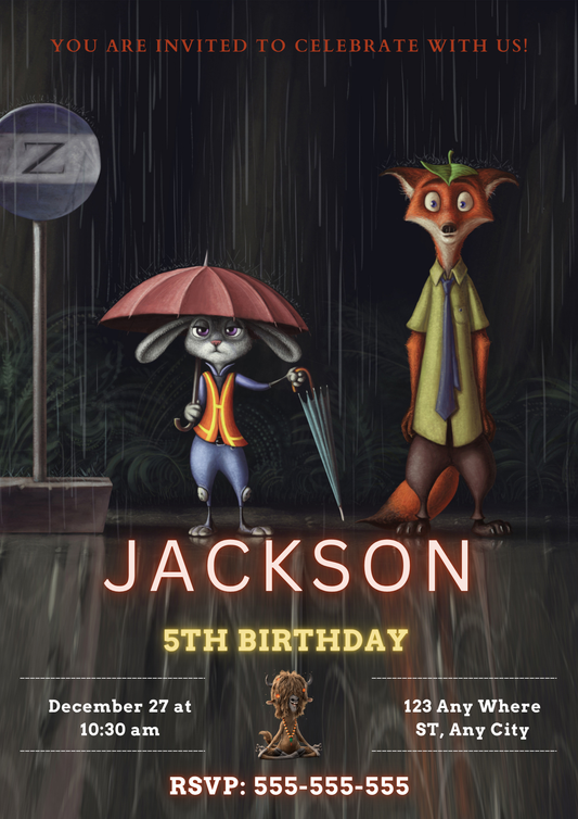Adorable Zootopia 2 Invitations Online - CreativeRino