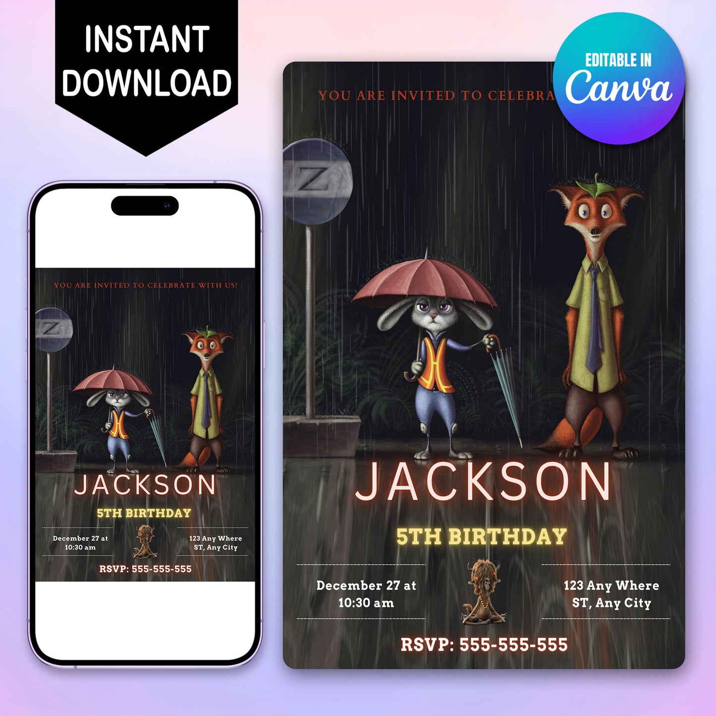 Adorable Zootopia 2 Invitations Online - CreativeRino