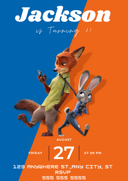 Zootopia 2 Birthday Party Invitations WOW - CreativeRino