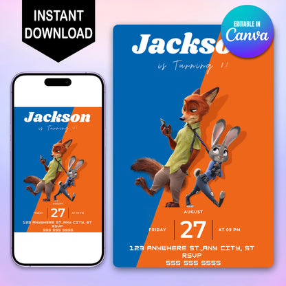 Zootopia 2 Birthday Party Invitations WOW - CreativeRino