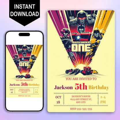 Transformers One Birthday Invitation Template - CreativeRino