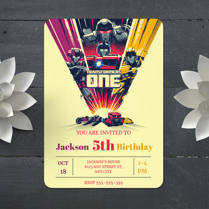 Transformers One Birthday Invitation Template - CreativeRino