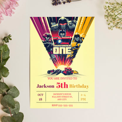 Transformers One Birthday Invitation Template - CreativeRino