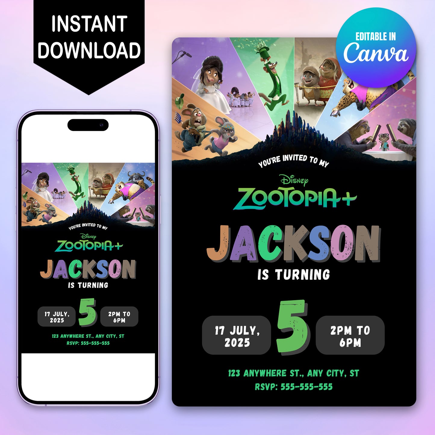 Zootopia 2 Birthday Invitation Template Easy - CreativeRino