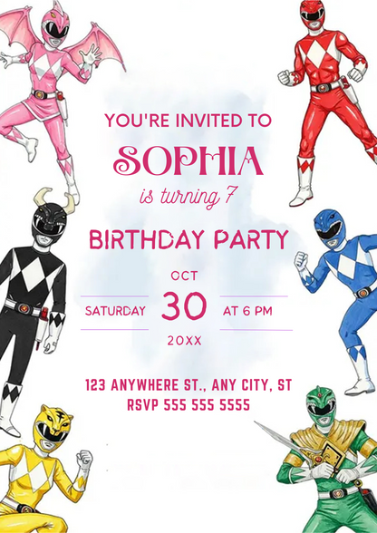 Birthday Invitations Power Rangers - CreativeRino