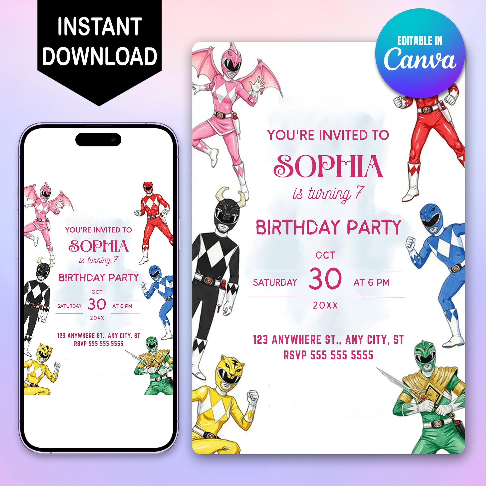 Birthday Invitations Power Rangers - CreativeRino