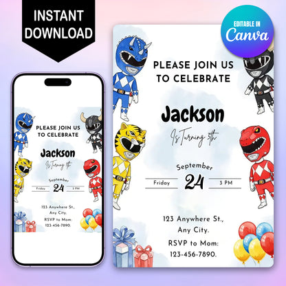 Power Rangers Birthday Invitations - CreativeRino