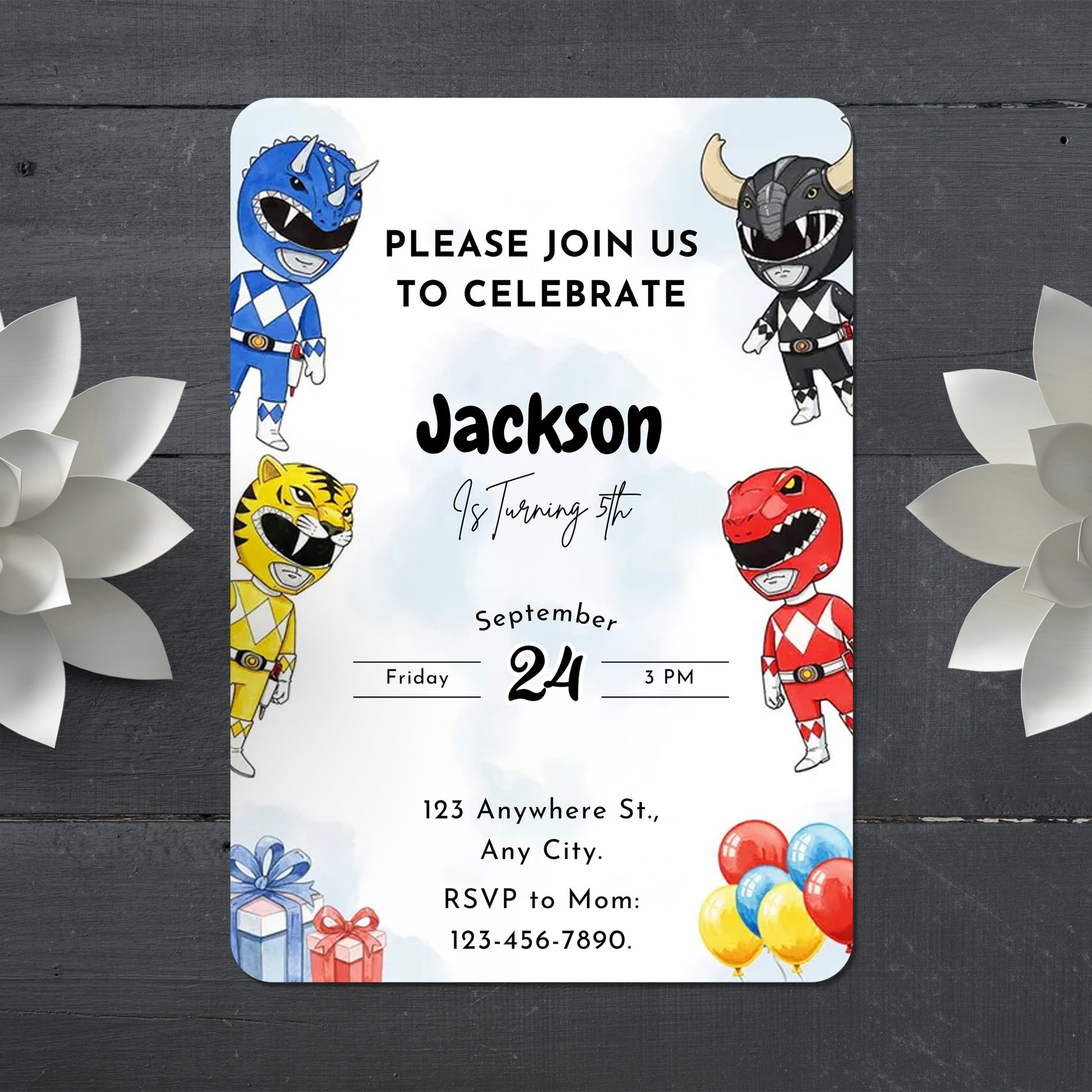 Power Rangers Birthday Invitations - CreativeRino