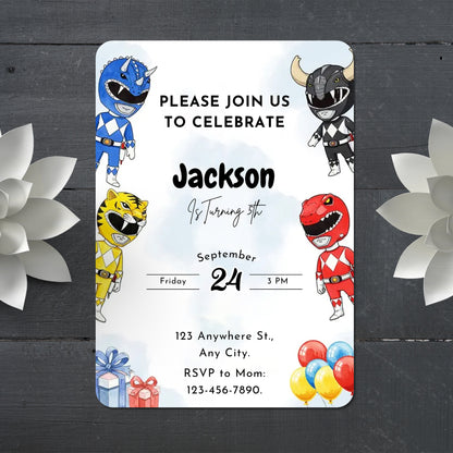 Power Rangers Birthday Invitations - CreativeRino