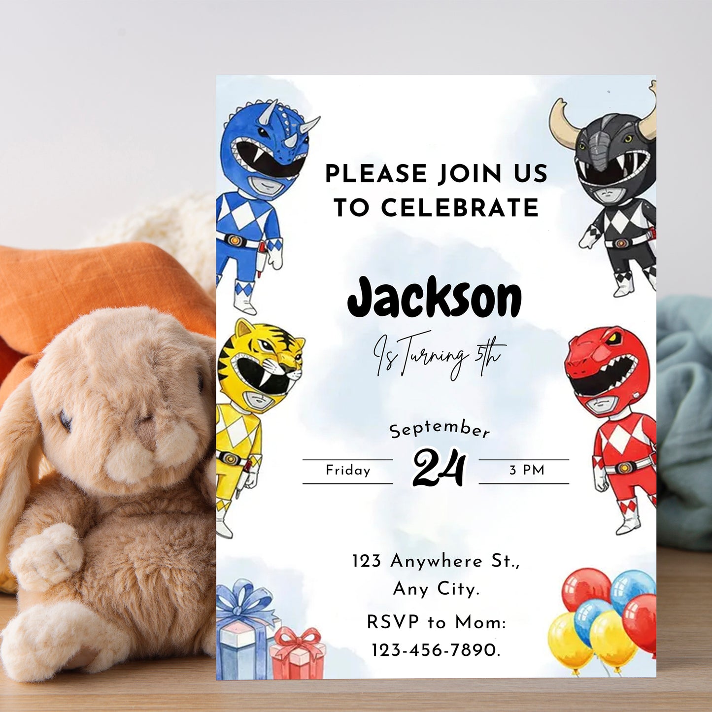 Power Rangers Birthday Invitations - CreativeRino