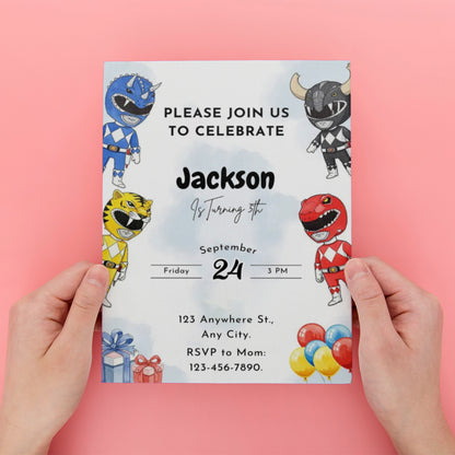 Power Rangers Birthday Invitations - CreativeRino