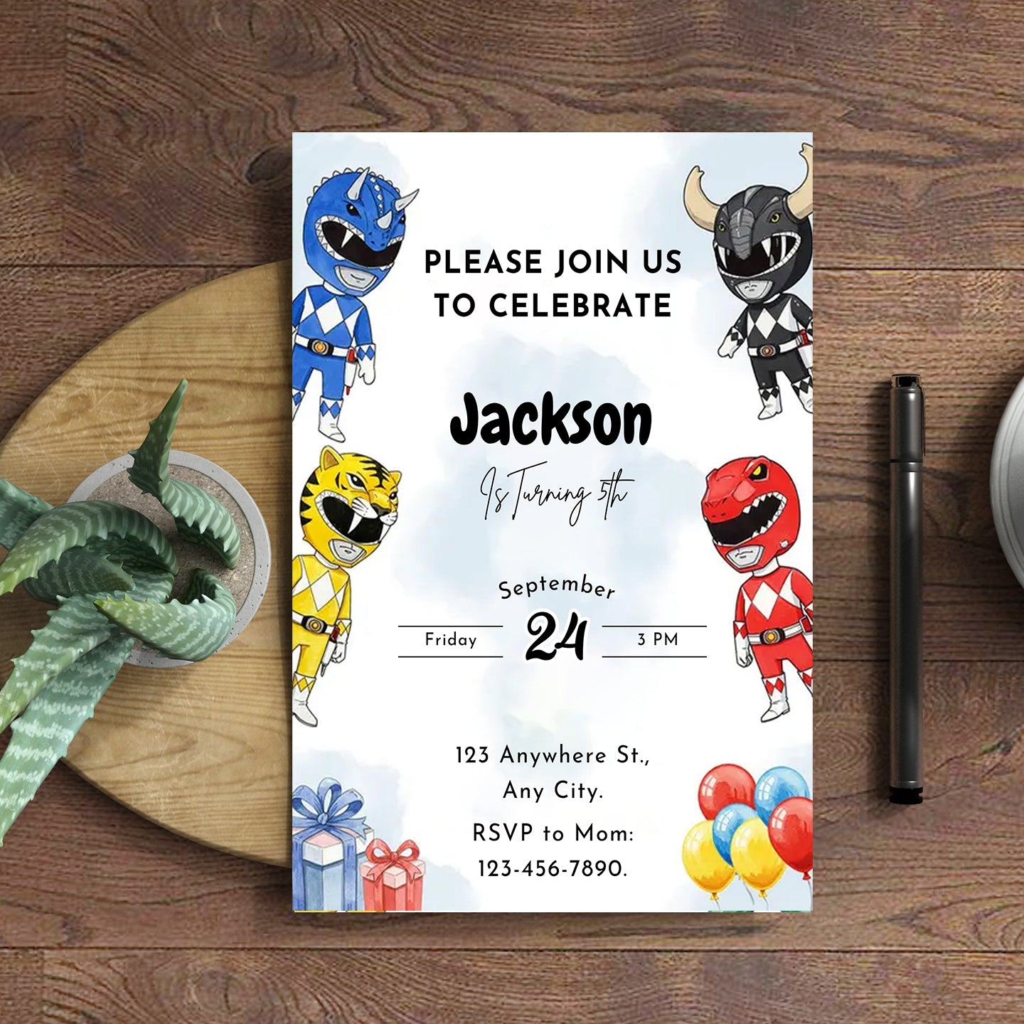 Power Rangers Birthday Invitations - CreativeRino