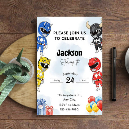 Power Rangers Birthday Invitations - CreativeRino