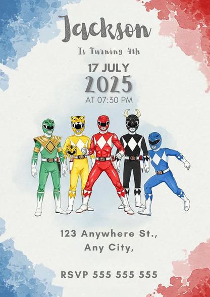 Power Rangers Invitations - CreativeRino