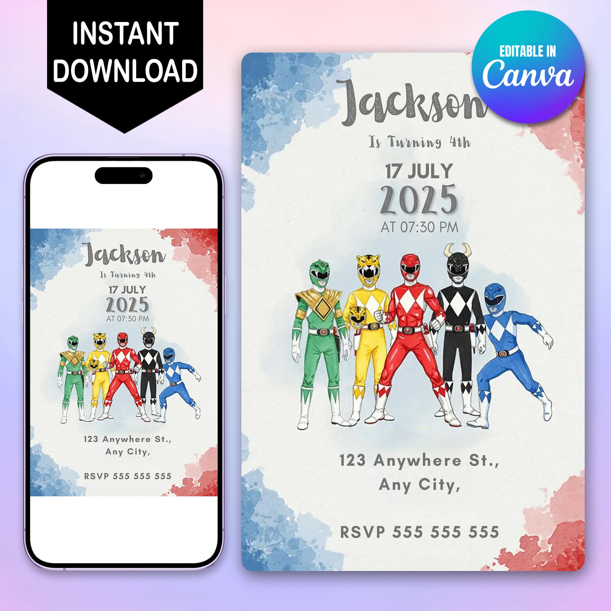 Power Rangers Invitations - CreativeRino