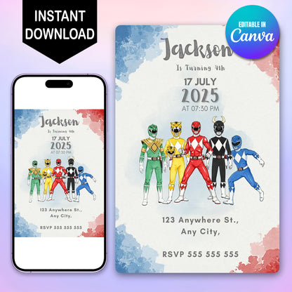 Power Rangers Invitations - CreativeRino