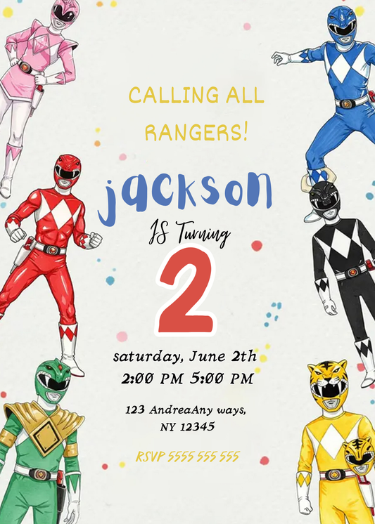 Power Rangers Invitation Template - CreativeRino