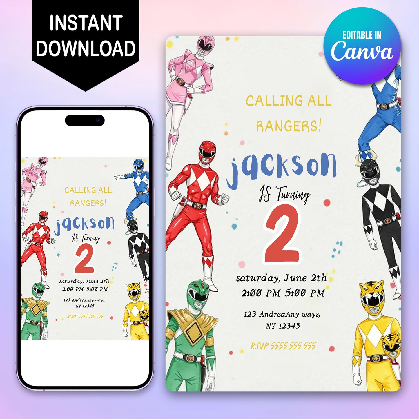 Power Rangers Invitation Template - CreativeRino