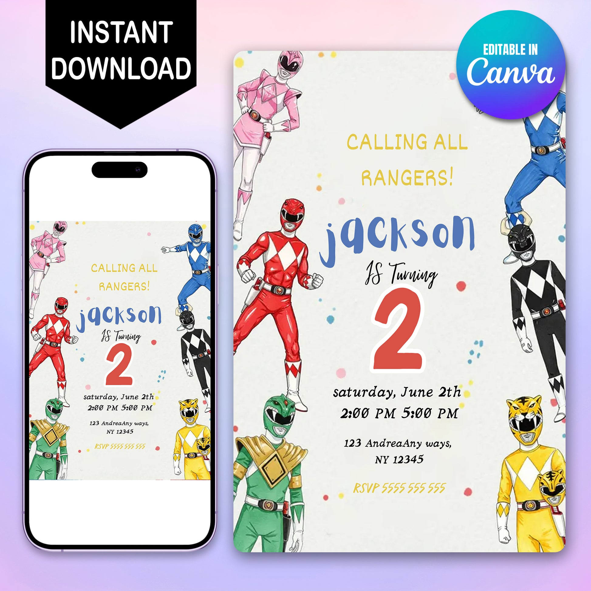 Power Rangers Invitation Template - CreativeRino