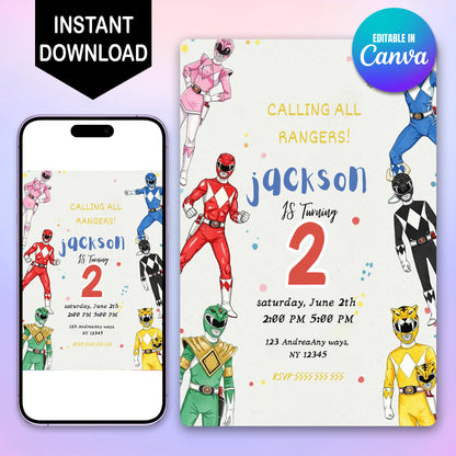 Power Rangers Invitation Template - CreativeRino