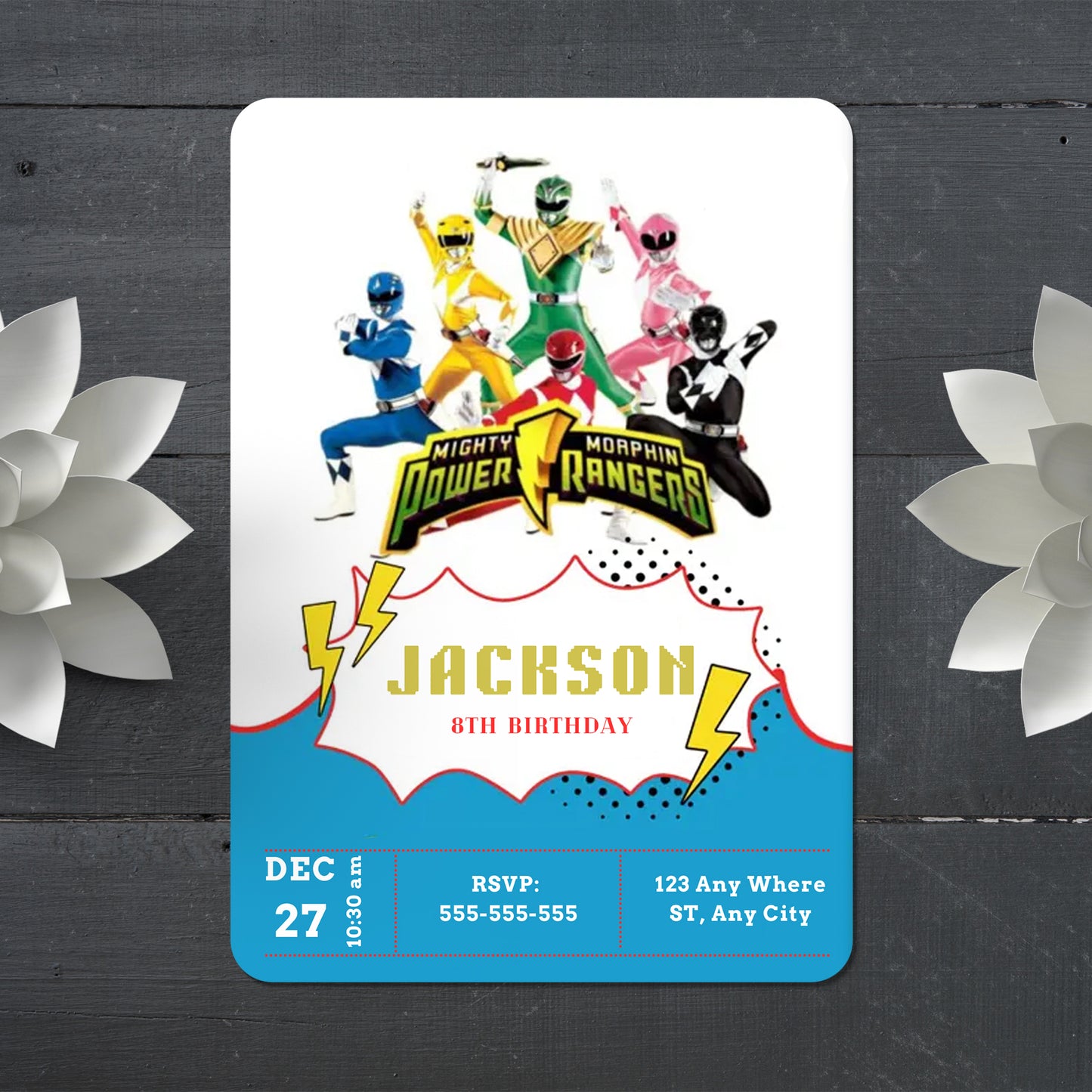 Mighty Morphin Power Rangers Birthday Invitations - CreativeRino