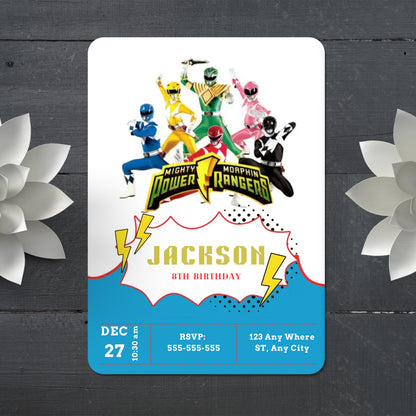 Mighty Morphin Power Rangers Birthday Invitations - CreativeRino