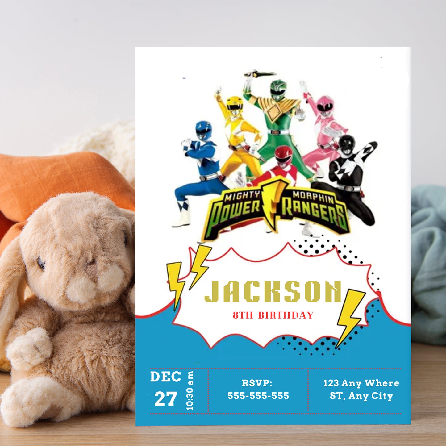 Mighty Morphin Power Rangers Birthday Invitations - CreativeRino