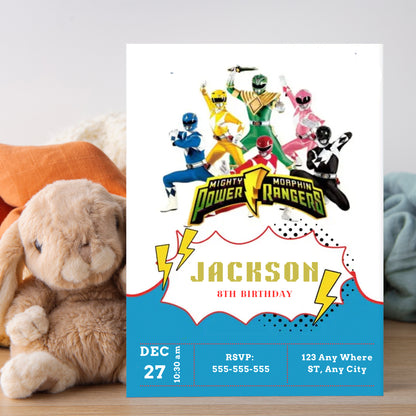 Mighty Morphin Power Rangers Birthday Invitations - CreativeRino
